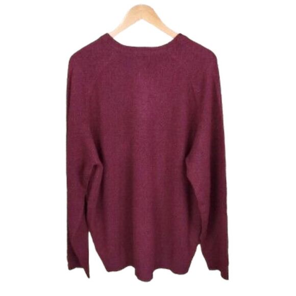 NWT L L Bean Burgundy Mens V Neck Sweater 100% Lambs’ Wool Size L - Picture 2 of 7